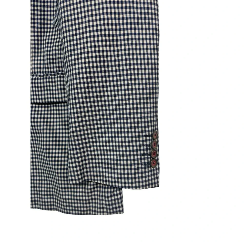 Robert Graham 44R Blue White Wool Cotton Blazer Jacket Unstructured Sport Coat